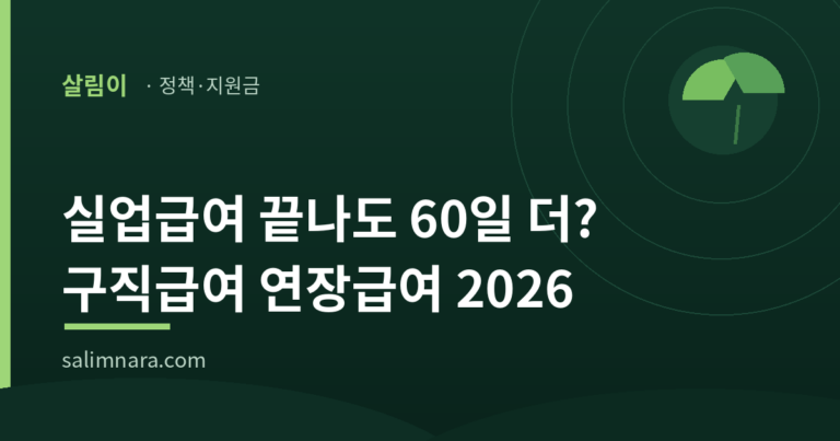 구직급여 연장급여 2026 — 실업급여 끝나도 60일 더? 개별·훈련연장 조건