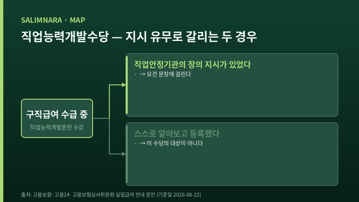 훈련지시 유무에 따라 갈라지는 두 갈래 판별 도표