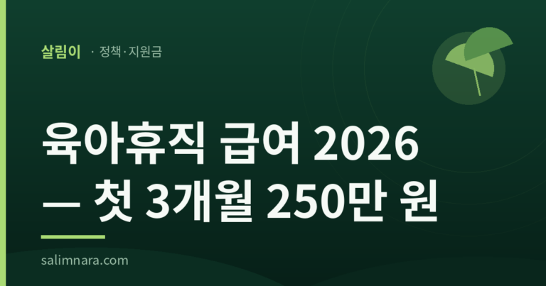 육아휴직 급여 2026 — 첫 3개월 250만 원