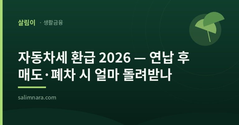 자동차세 환급 2026 — 연납 후 매도·폐차 시 얼마 돌려받나