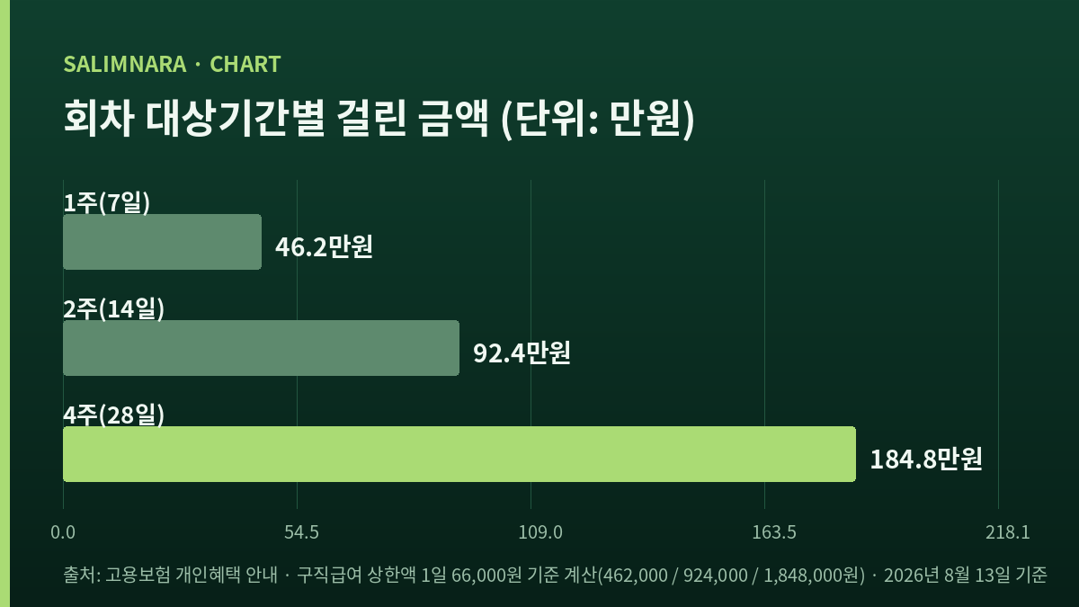 회차 대상기간별 금액을 비교한 가로 막대 도표