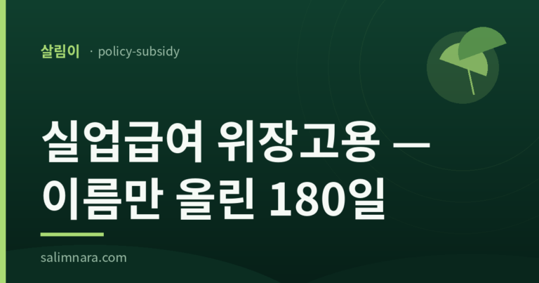 실업급여 위장고용 — 이름만 올린 180일