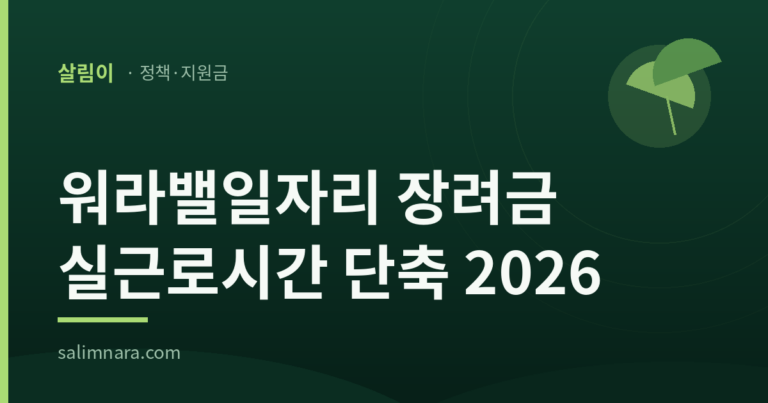 워라밸일자리 장려금 실근로시간 단축 2026 대표 이미지
