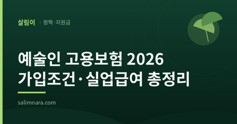 예술인 고용보험 2026 가입조건·실업급여 총정리