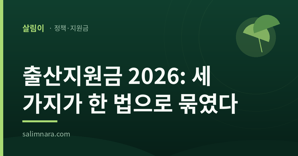 출산지원금 2026 대표 이미지 — 살림나라 정책·지원금