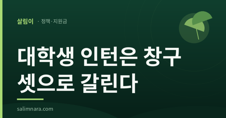 대학생 인턴은 창구 셋으로 갈린다 — 살림이 정책·지원금