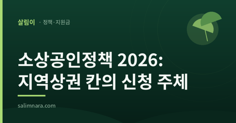 소상공인정책 2026: 지역상권 칸의 신청 주체