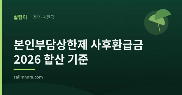 본인부담상한제 사후환급금 2026 합산 기준을 다룬 살림나라 정책·지원금 대표 이미지