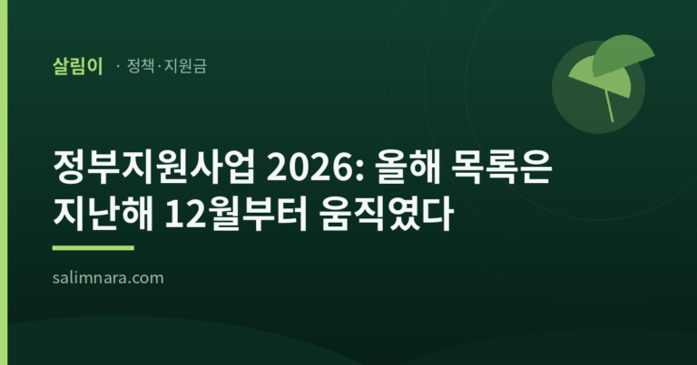 정부지원사업 2026: 올해 목록은 지난해 12월부터 움직였다