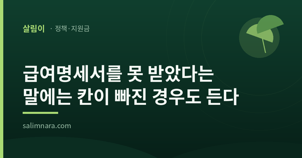 급여명세서를 못 받았다는 말에는 칸이 빠진 경우도 든다