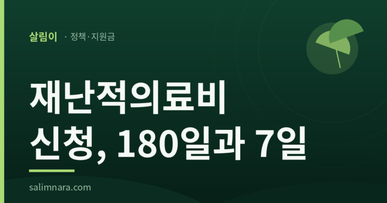 재난적의료비 신청 기한은 퇴원 뒤 180일과 입원 중 7일 전으로 차이가 난다