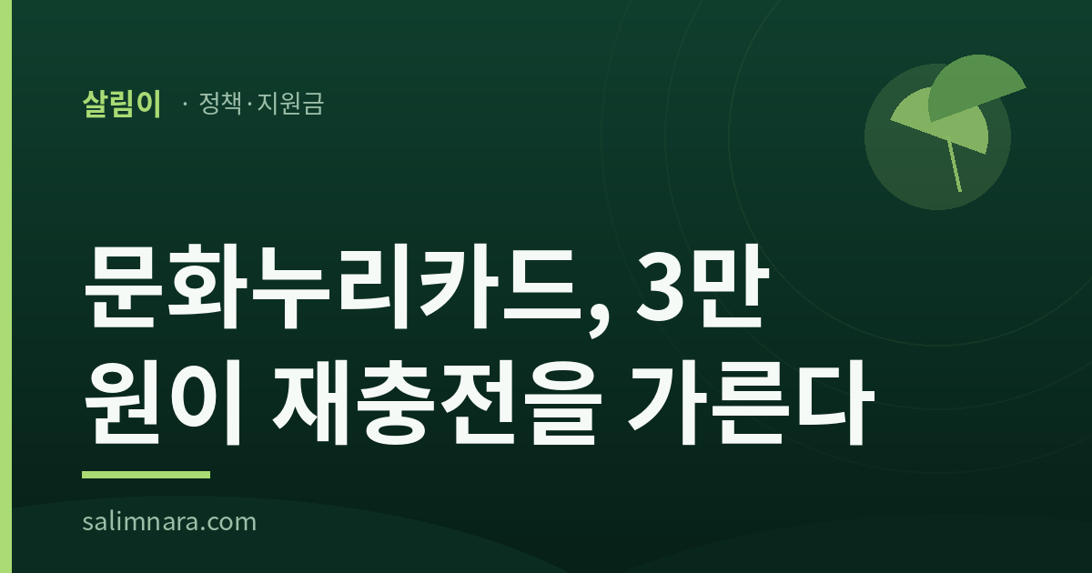 문화누리카드 3만 원이 재충전을 가른다