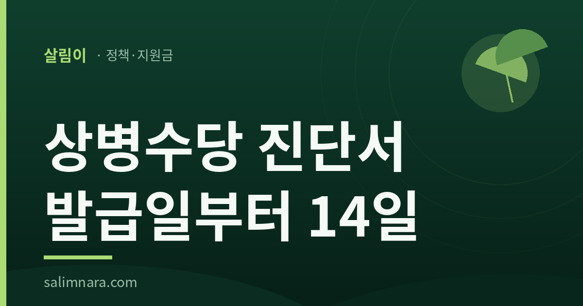 상병수당 진단서 발급일부터 14일 — 살림나라 대표이미지